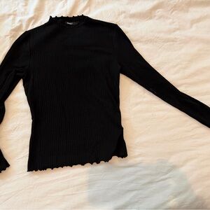 Only Black Ribbed Long Sleeve Top